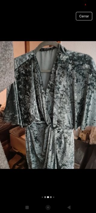 Vestido terciopelo gris verdoso Zara T.S