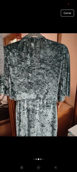 Vestido terciopelo gris verdoso Zara T.S