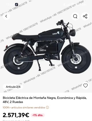 Bicicleta eléctrica  black warrior americana