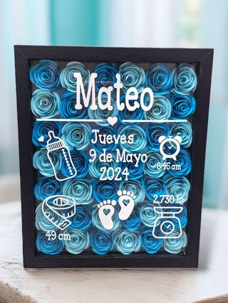 Cuadro natalicio personalizado con Rosas