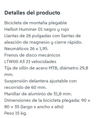 Bicicleta montaña plegable 