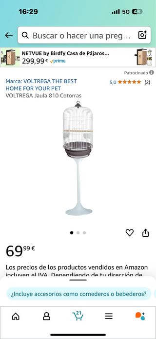 Jaula de canario o cualquier pajarito
