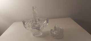 Cesta y joyero cisne cristal