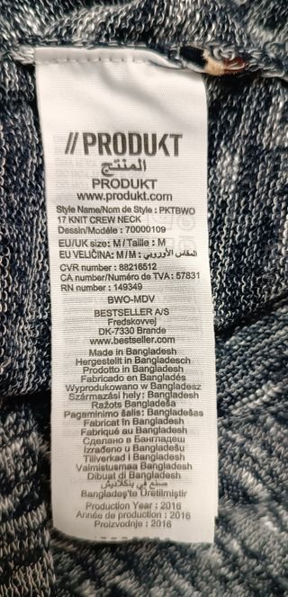 Camiseta de manga larga ”Produkt”. Gris. Talla M.