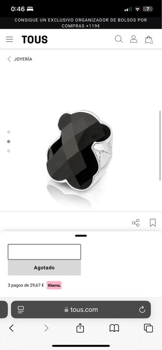 Tous anillo negro onix