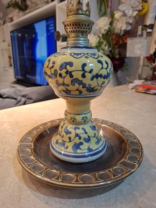 Lámpara candil  cerámica antiguo 42cm