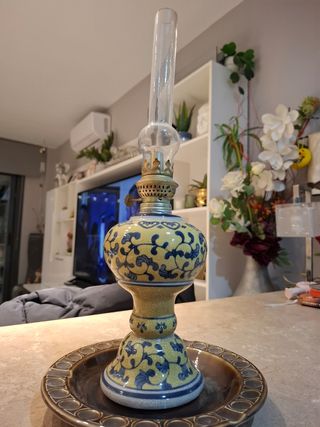 Lámpara candil  cerámica antiguo 42cm