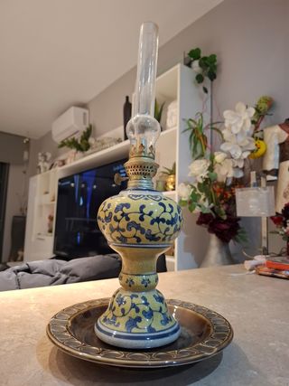 Lámpara candil  cerámica antiguo 42cm