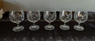5 COPAS VINAGE CRISTAL TALLADO ESMERILADO