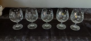 5 COPAS VINAGE CRISTAL TALLADO ESMERILADO