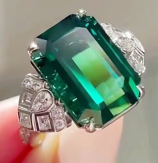 ANILLO ART CIRCONITA BRILLANTES Y ESMERALDA