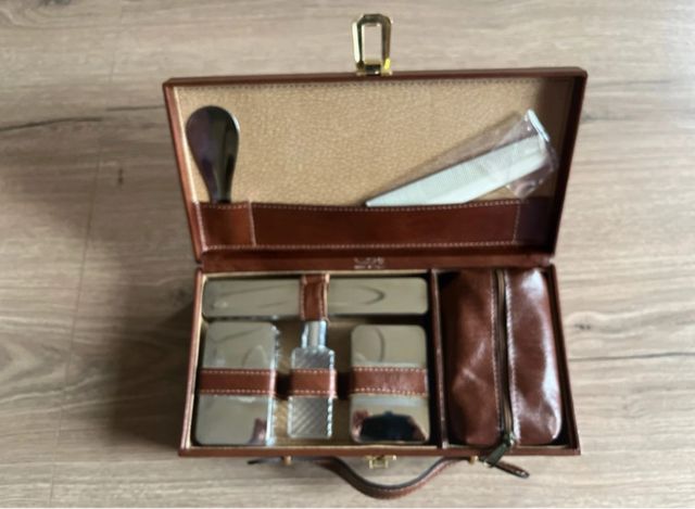 Cofanetto vintage beauty case pelle, collezionismo