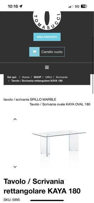 Tavolo Design vetro 180x90 Kaya by Tomasucci