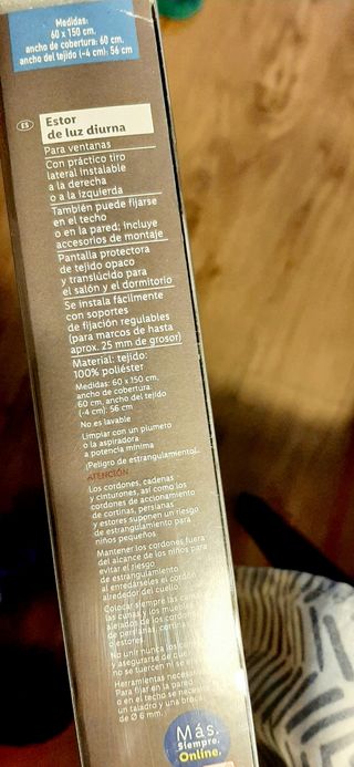 Cortina estor sin clavos ventana, puerta 60x150cm