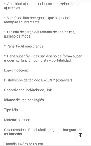 Teclado-mouse inalambrico retroiluminado