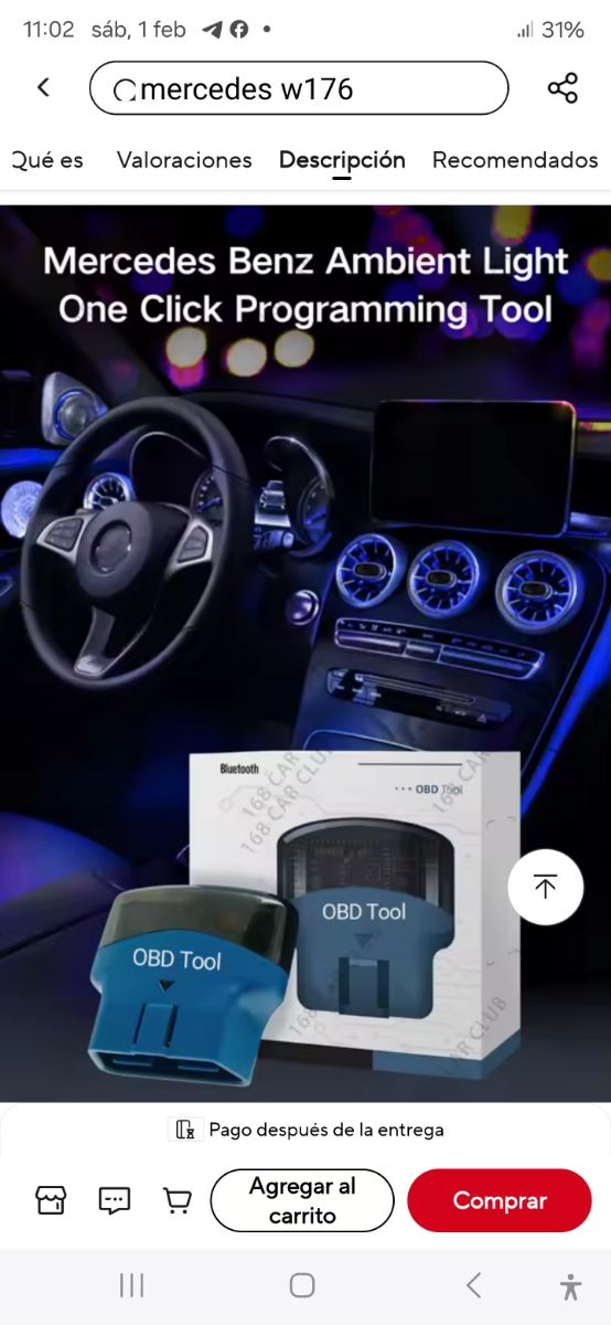 Activo luz ambiental mercedes 