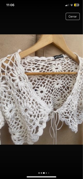 bolero de crochet de flores blanca tal