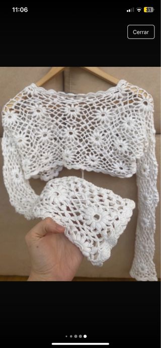 bolero de crochet de flores blanca tal
