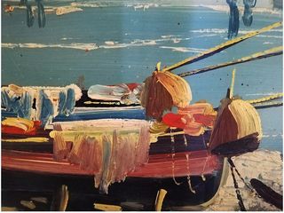 Quadro Olio su tavola Paesaggio marino con cornice