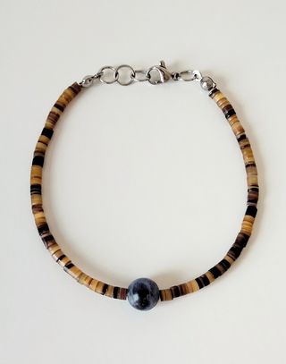 Bracciale acciaio conchiglia e sodalite 