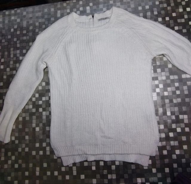 Maglione maglioncino bianco donna uomo con zip