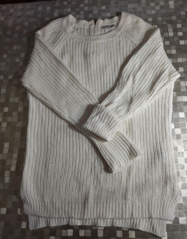 Maglione maglioncino bianco donna uomo con zip