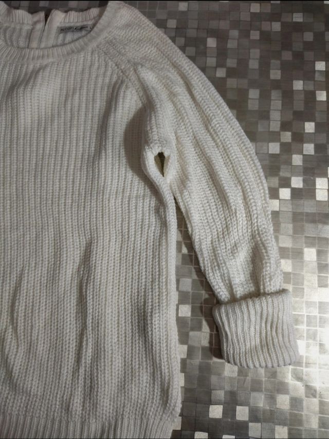 Maglione maglioncino bianco donna uomo con zip