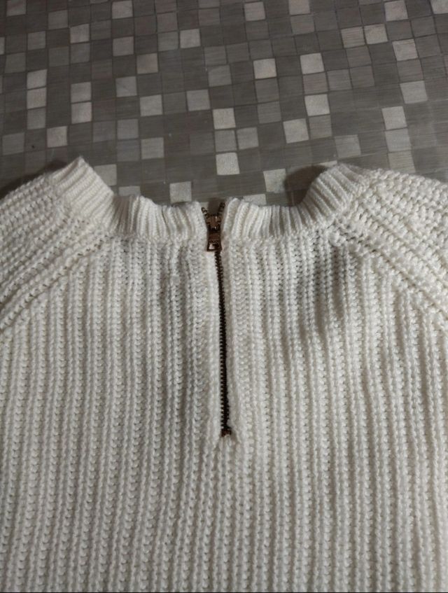 Maglione maglioncino bianco donna uomo con zip