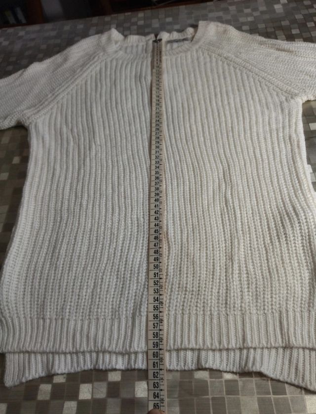 Maglione maglioncino bianco donna uomo con zip