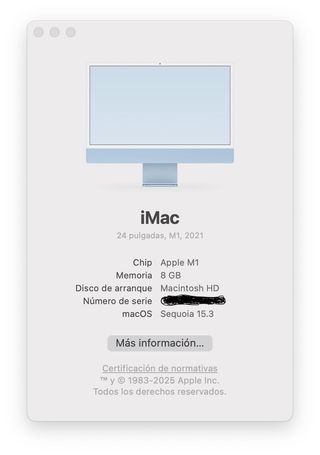 iMac 24´ Retina4.5K M1 2021 SSD 512 Gb, como nuevo