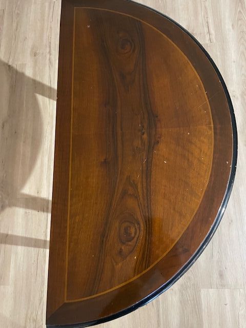 Mesa consola semicircular de roble