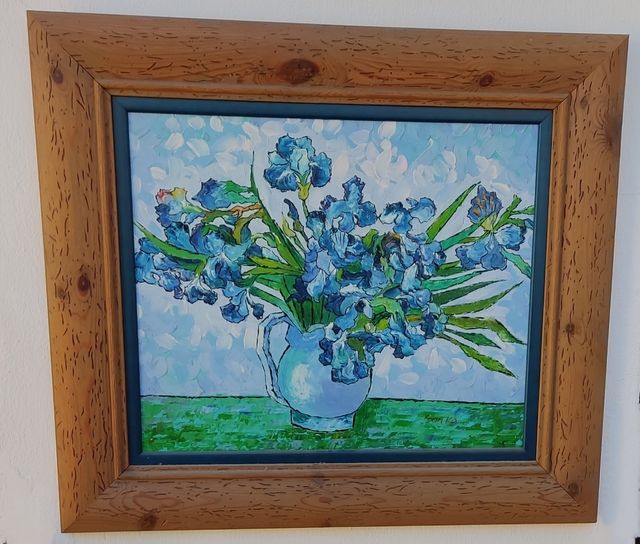 Cuadro al oleo jarrón lirios Van Gogh