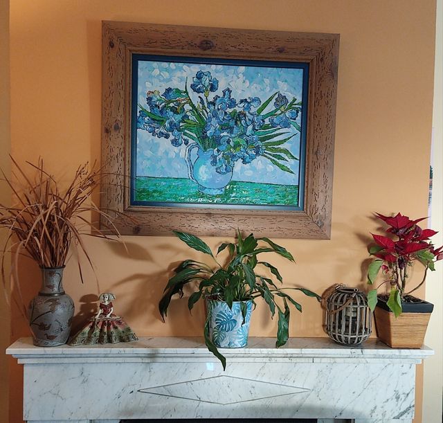 Cuadro al oleo jarrón lirios Van Gogh