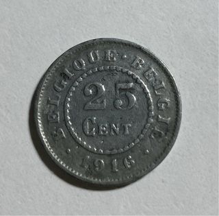 Moneda 25 cent Belgica 1916