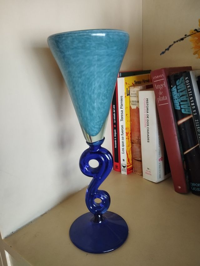 Jarrones cristal azul