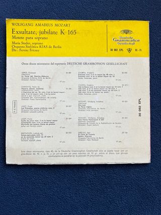 Single Vinilo Mozart / Año 1959