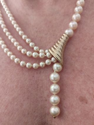 Collar de perlas 3 filas