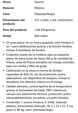 Mini freidora con fondue