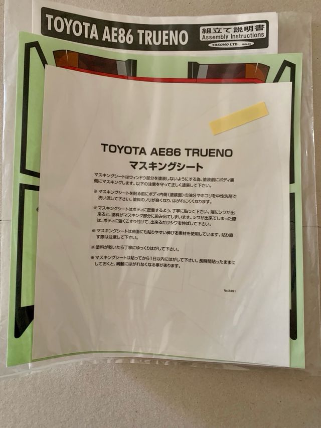 CARROCERÍA YOKOMO TOYOTA AE86 TRUENO TRANSPARENTE
