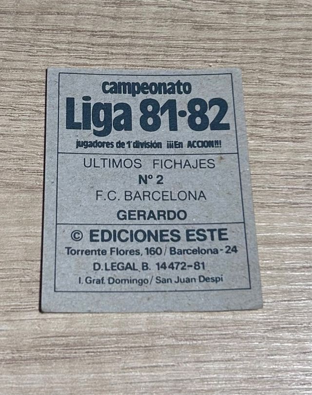 F.C. Barcelona/Gerardo 81/82 Ultimos fichajes