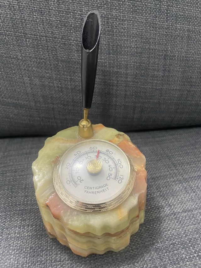 Portapenne con barometro in pietra vi