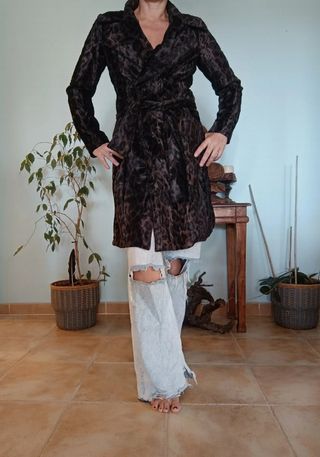 Abrigo Zara leopardo marron negro S mujer