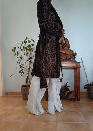 Abrigo Zara leopardo marron negro S mujer