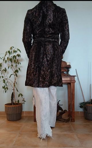 Abrigo Zara leopardo marron negro S mujer