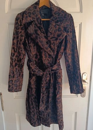 Abrigo Zara leopardo marron negro S mujer
