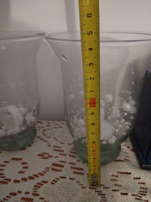 Vasos de cristal con lucesitas. Lote.