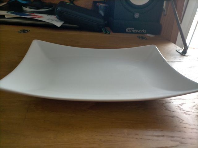 Platos rectangulares de porcelana blanca 25x16