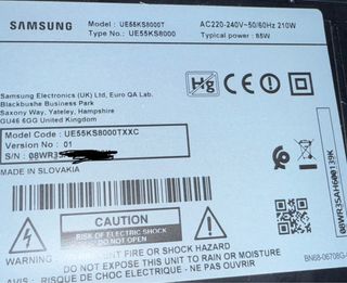  TV LED 4K SAMSUNG 55” Mod.UE55KS8000T CON FALLO