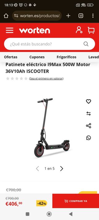 Patinete eléctrico NUEVO i9max pro velocidad de 35
