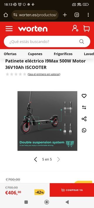 Patinete eléctrico NUEVO i9max pro velocidad de 35